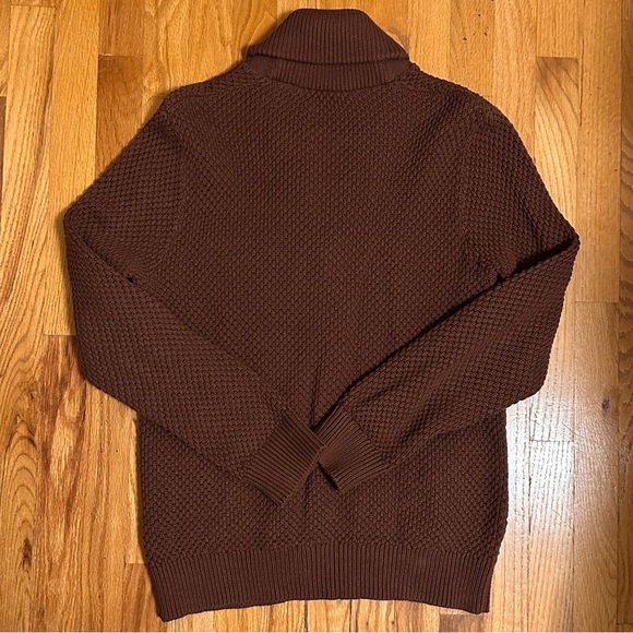 J. Crew Factory Mens Medium Brown Cowl
Neck Cotton Knit Cardigan Sweater - Picture 9 of 9